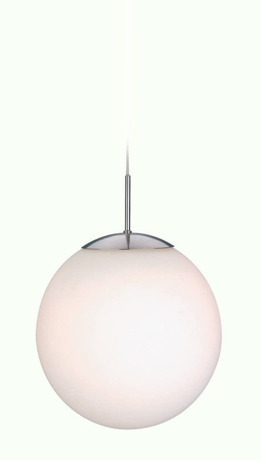 Firstlight Products Globe Brushed Steel with Opal White Glass Pendant Light