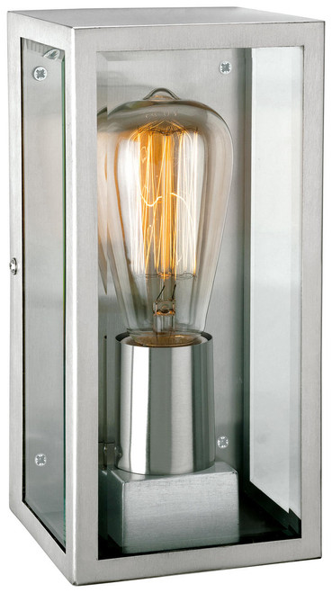 Firstlight Products Dallas Stainless Steel with Clear Glass IP44 Wall Light