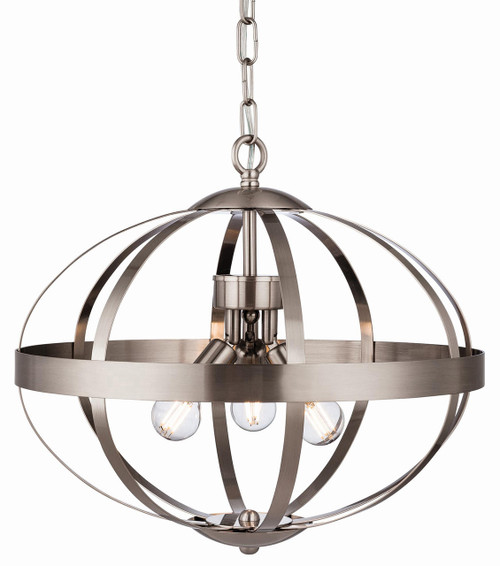 Firstlight Products Healey 3 Light Brushed Steel Pendant Light