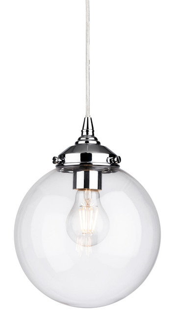 Firstlight Products Seville Chrome with Clear Glass Globe Pendant Light