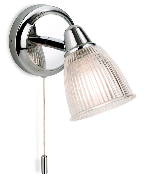 Firstlight Products Echo Chrome with Clear Ribbed Glass Adjustable IP44 Wall Light
