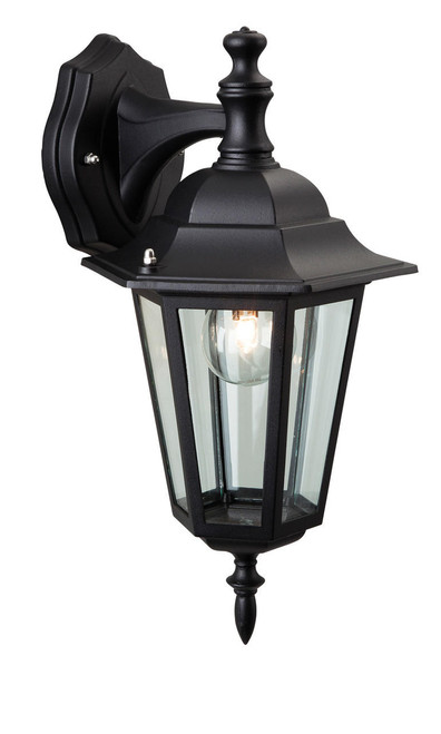 Firstlight Products 6 Panel Black with Clear Glass IP44 Downward Wall Light