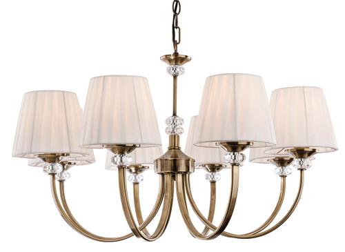 Firstlight Products Langham 8 Light Antique Brass with Cream Pleated Shade Pendant Light
