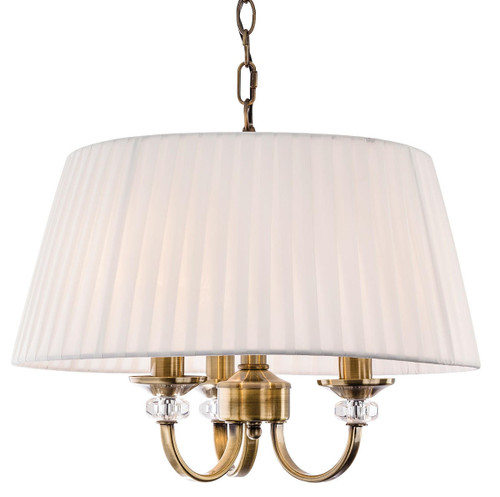 Firstlight Products Langham 3 Light Antique Brass with Cream Pleated Shade Pendant Light