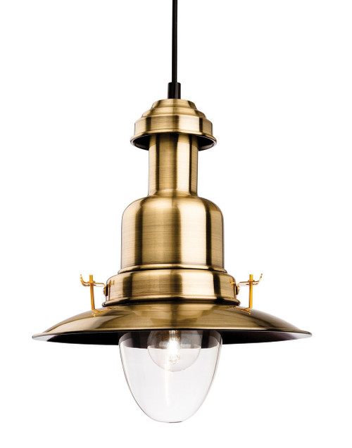 Firstlight Products Classic Antique Brass with Clear Glass Fisherman Pendant Light