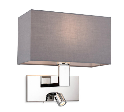 Firstlight Products Raffles 2 Light Chrome with Grey Shade Wall Light