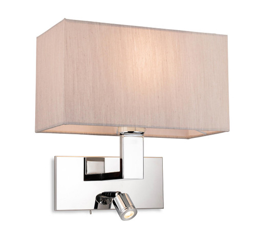 Firstlight Products Raffles 2 Light Chrome with Oyster Shade Wall Light