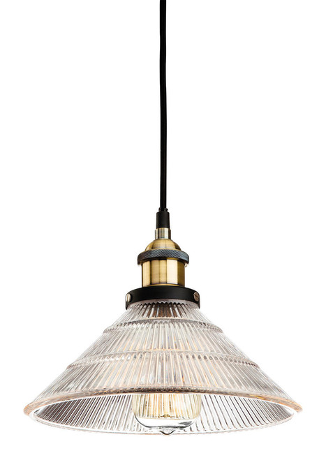 Firstlight Products Empire Antique Brass with Clear Fluted Glass Pendant Light