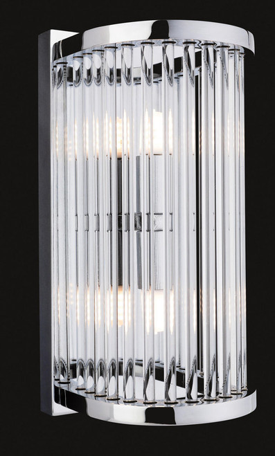 Firstlight Products Rialto 2 Light Chrome with Clear Glass Rods Wall Light