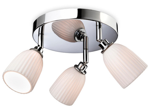 Firstlight Products Metro 3 Light Chrome with Porcelain Shade IP44 Adjustable Flush Ceiling Light