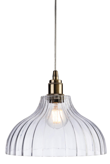 Firstlight Products Victory Antique Brass with Clear Glass Cup Pendant Light