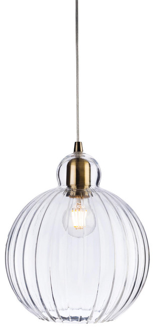 Firstlight Products Victory Antique Brass with Clear Glass Round Pendant Light