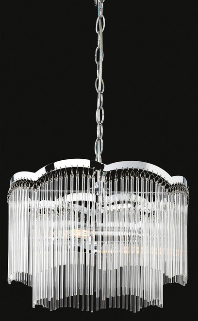 Firstlight Products Opera 2 Light Chrome with Clear Glass Rods Pendant Light