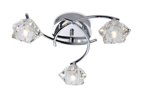 Firstlight Products Clara 3 Light Chrome with Clear Glass Flush Ceiling Light
