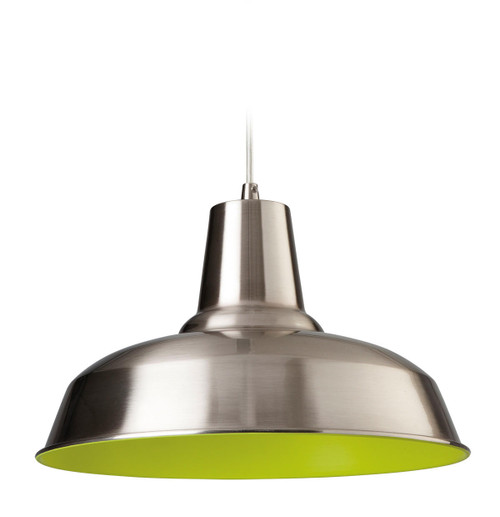 Firstlight Products Smart Brushed Steel with Green Inner Pendant Light