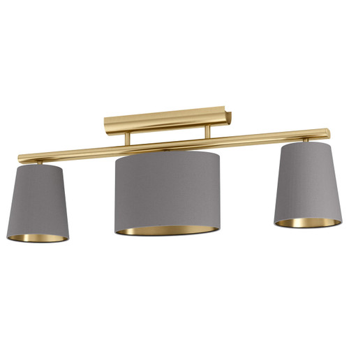 Eglo Lighting Almeida 2 3 Light Brass with Cappuccino Shade Flush Ceiling Light