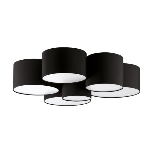 Eglo Lighting Pastore 2 6 Light Black Fabric with Opal Diffuser Flush Ceiling Light