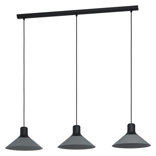 Eglo Lighting Abreosa 3 Light Black with Grey Bar Pendant Light