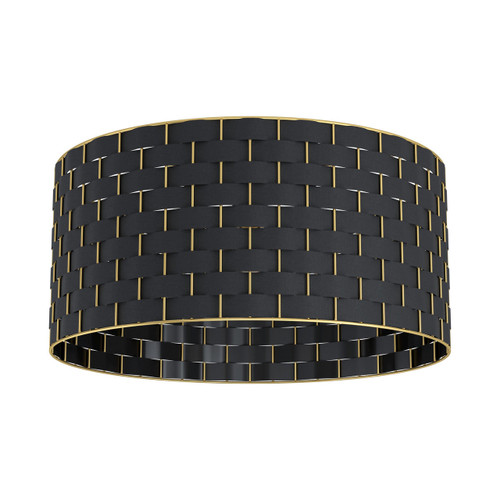 Eglo Lighting Marasales Brass with Black Fabric Flush Ceiling Light