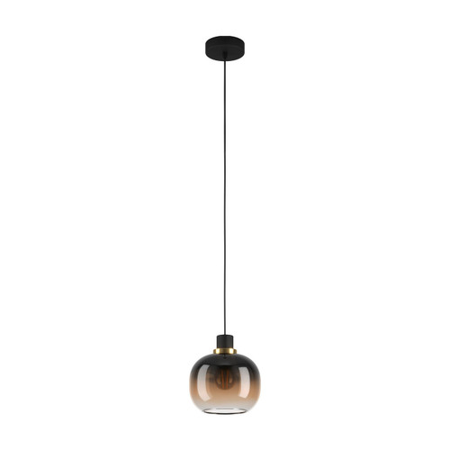 Eglo Lighting Oilella Black with Transparent Black Brown Glass Pendant Light
