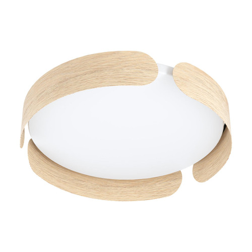 Eglo Lighting Valcasotto Wood Effect with Opal LED Flush Ceiling Light