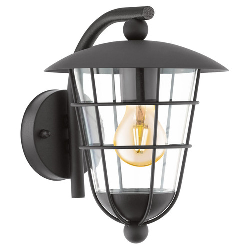 Eglo Lighting Pulfero Black with Clear Glass IP44 Downward Wall Light