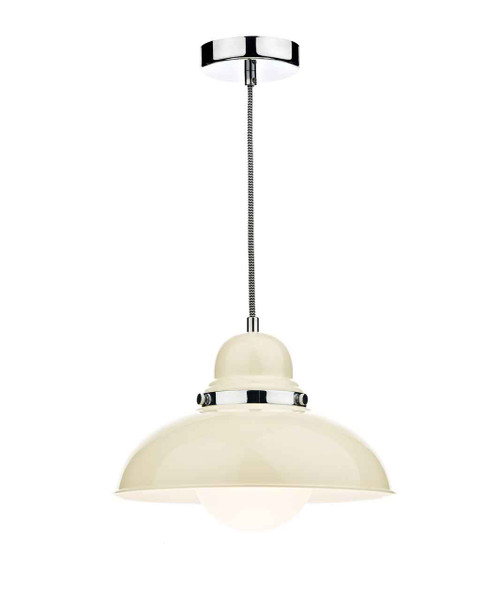 Dynamo Polished Chrome Cream and White Opal Pendant Light