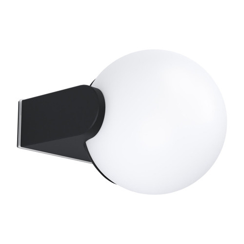 Eglo Lighting Rubio Black with Opal Sphere IP44 Wall Light