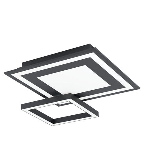Eglo Lighting Savatarila-Z Black with Opal and Remote Controlled Colour Changing Square LED Flush Ceiling Light