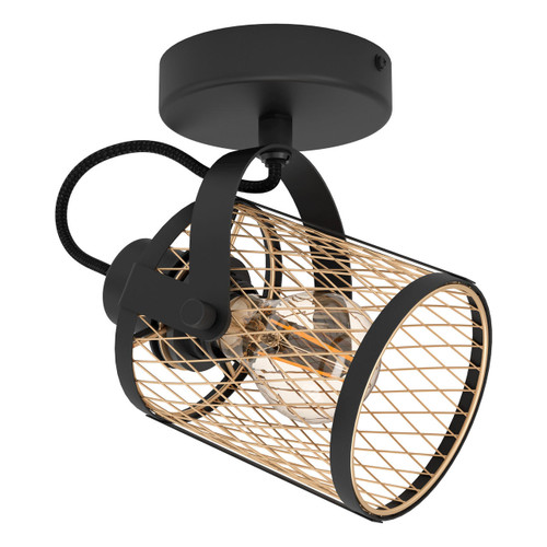Eglo Lighting Dellow Black with Brass Wire Adjustable Spotlight