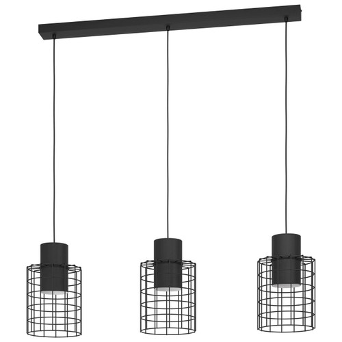 Eglo Lighting Milligan 3 Light Black Caged 20m Bar Pendant Light