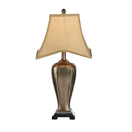 Emlyn Silver and Gold with Faux Silk Bound Edge Shade Table Lamp