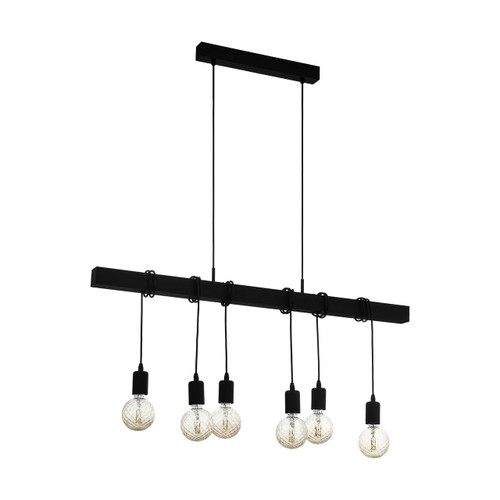 Eglo Lighting Townshend 6 Light Black Wood Bar Pendant Light