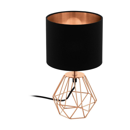 Eglo Lighting Carlton 2 Copper with Black and Copper Fabric Shade Table Lamp - Clearance