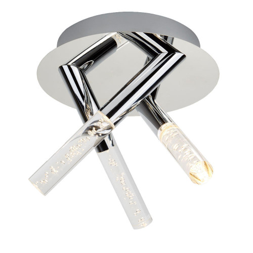 Searchlight Bubbles 3 Light Chrome and Acrylic Rods Bathroom Flush Ceiling Light - Clearance