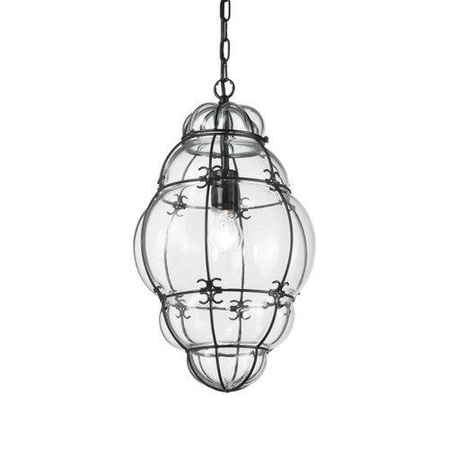 Ideal-Lux Anfora SP1 Black with Clear Glass 28cm Pendant Light