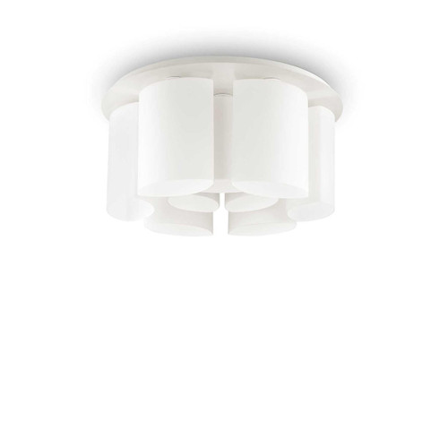 Ideal-Lux Almond PL9 9 Light White with Opal Glass Diffuser Semi Flush Ceiling Light