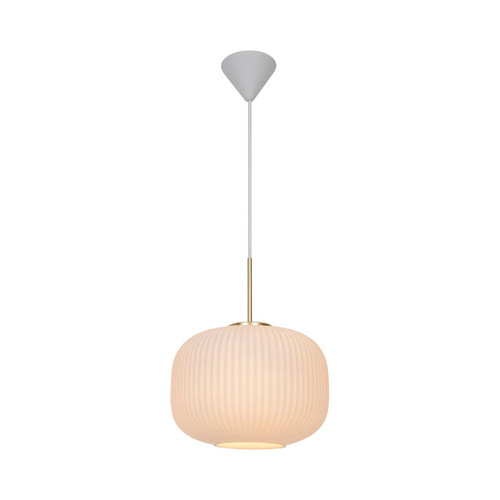 Nordlux Milford Brushed Brass with Opal Diffuser 30cm Pendant Light