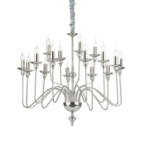 Ideal-Lux Artu' SP16 Light Satin Nickel with Crystals Chandelier 