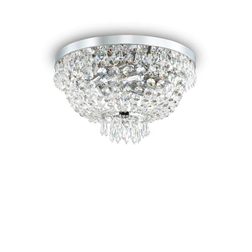 Ideal-Lux Caesar PL5 5 Light Chrome with Crystal Beads Flush Ceiling Light 