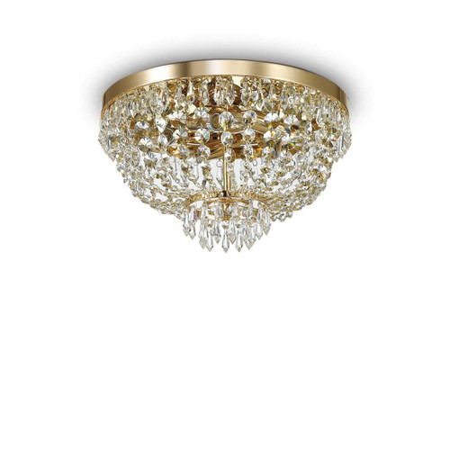 Ideal-Lux Caesar PL5 5 Light Gold with Crystal Beads Flush Ceiling Light 