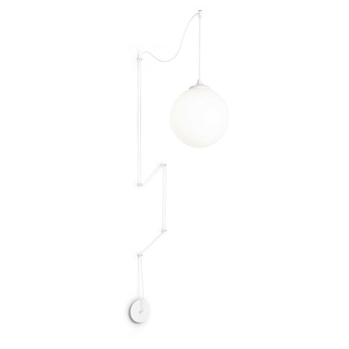 Ideal-Lux Boa SP1 White with Opal Sphere Diffuser Pendant Light 