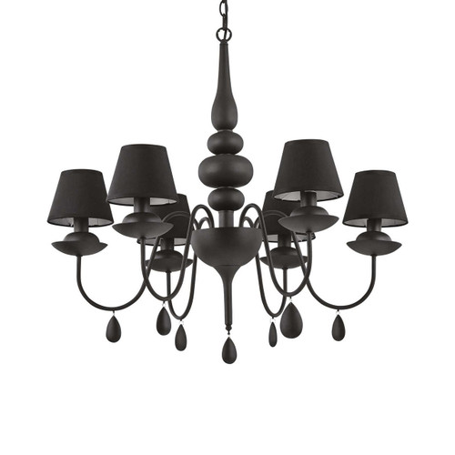 Ideal-Lux Blanche SP6 6 Light Black with Shade Pendant Light 