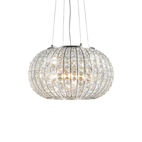 Ideal-Lux Calypso SP5 5 Light Chrome with  Crystal Shaded Pendant Light 