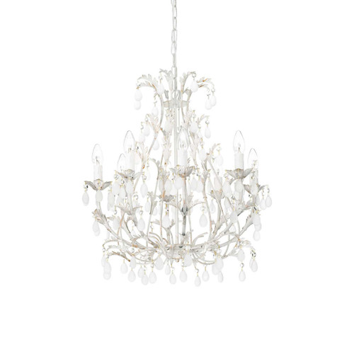 Ideal-Lux Cascina SP8 8 Light Antique White and Gold Chandelier 