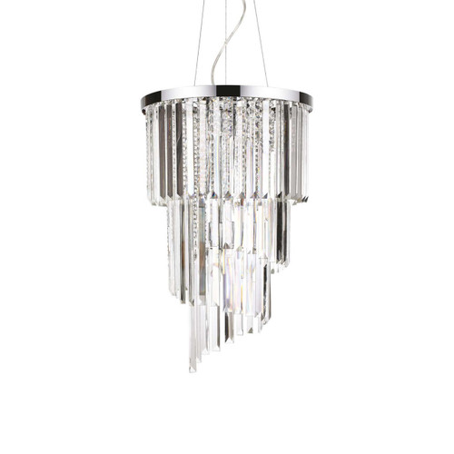 Ideal-Lux Carlton SP8 8 Light Chrome with Crystal Chandelier Pendant Light 