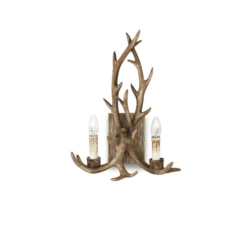 Ideal-Lux Chalet AP2 2 Light Beige with Resin Horns Wall Light 