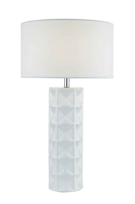 Gift White With White Linen Shade Table Lamp