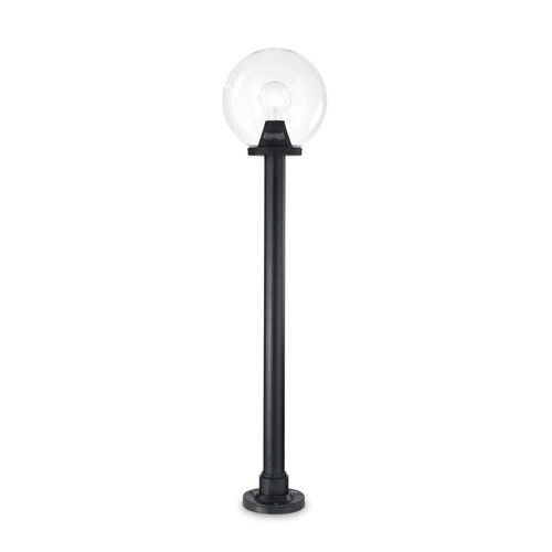Ideal-Lux Classic Globe PT1 Black with Clear Glass Sphere Resin 130cm P55 Bollard 