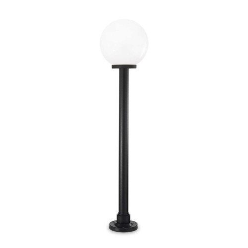 Ideal-Lux Classic Globe PT1 Black with White Opal Sphere Resin 80cm IP55 Bollard 